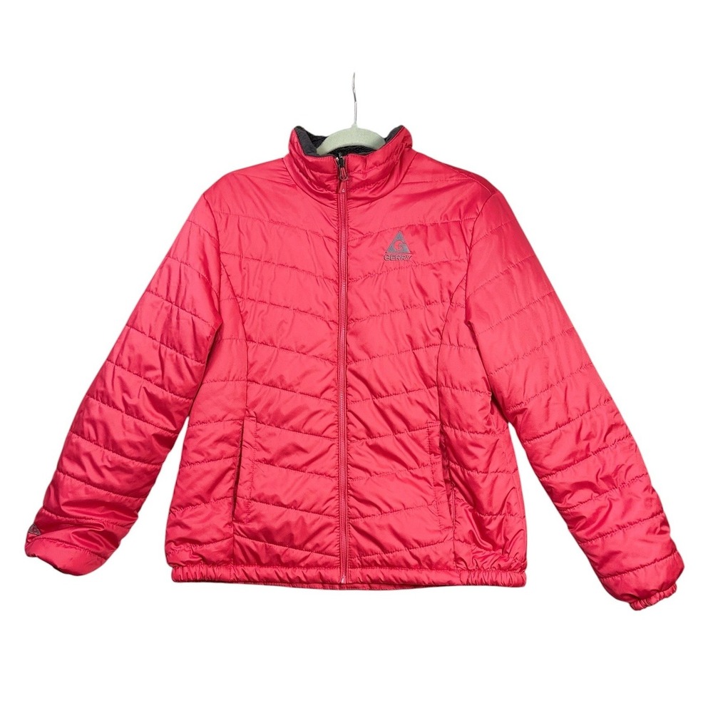 Gerry Womens Quilted Puffer Jacket XL Red Lightweight Insulated Full Zip Outdoor